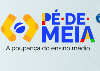 Logo do programa Pé de Meia 2025, que representa um programa de poupança para jovens com novas regras e benefícios aumentados.
