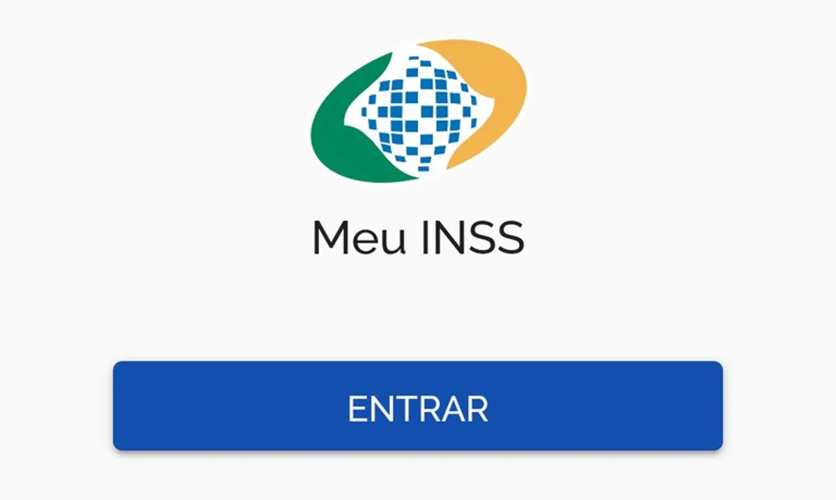 Tela inicial do aplicativo Meu INSS, com botão para acessar os extratos e valores dos benefícios.