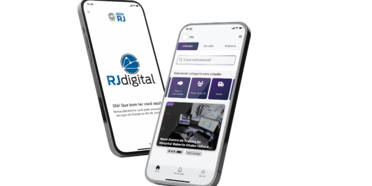 Interface do aplicativo RJdigital mostrando a opção para emitir a Carteira de Identidade digitalmente.
