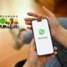 Como consultar Bolsa Família pelo WhatsApp? 12 Pessoa segurando celular com o logo do WhatsApp, ao lado do logotipo do programa Bolsa Família.