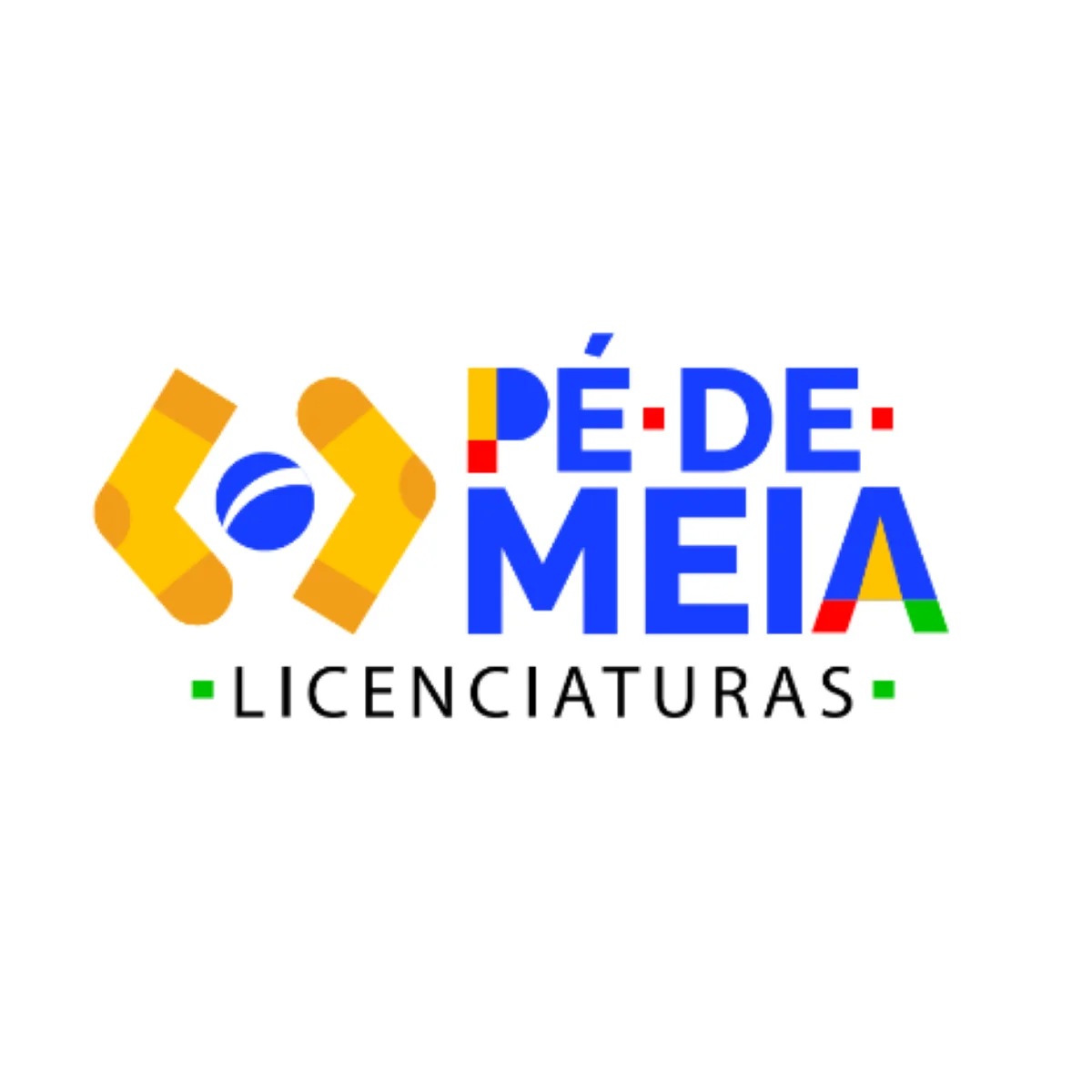 Logo do programa Pé-de-Meia Licenciaturas, ilustrando apoio financeiro para estudantes da área de educação.