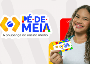 Imagem do cartão do programa Pé de Meia, que oferece pagamentos para estudantes do ensino médio, com foco na continuidade escolar.
