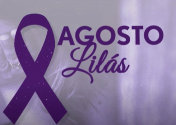 Agosto Lilás: campanha de conscientização contra a violência contra a mulher.