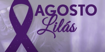 Agosto Lilás: campanha de conscientização contra a violência contra a mulher.